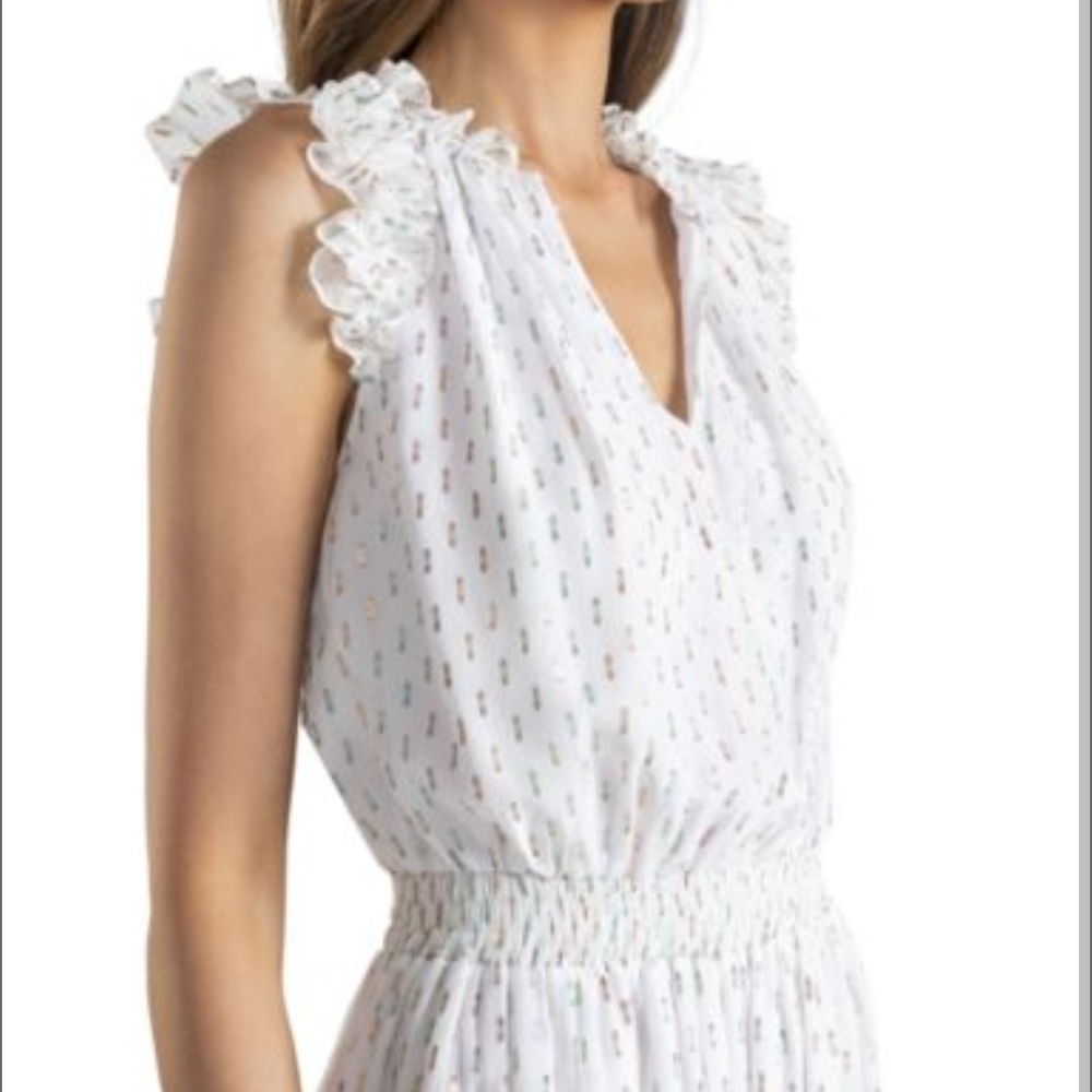 Shoshanna Payton Midi White Ruffled Tiered Sundress - Picture 2 of 12